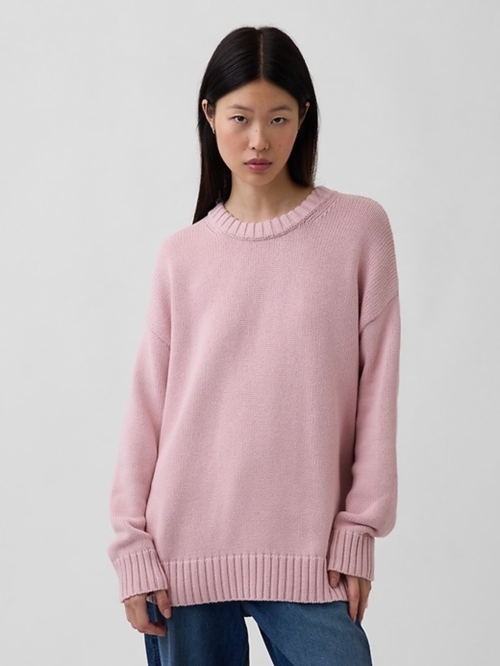 GAP Women's Oversized Crewneck Sweater - Primitive Pink - 100% cotton